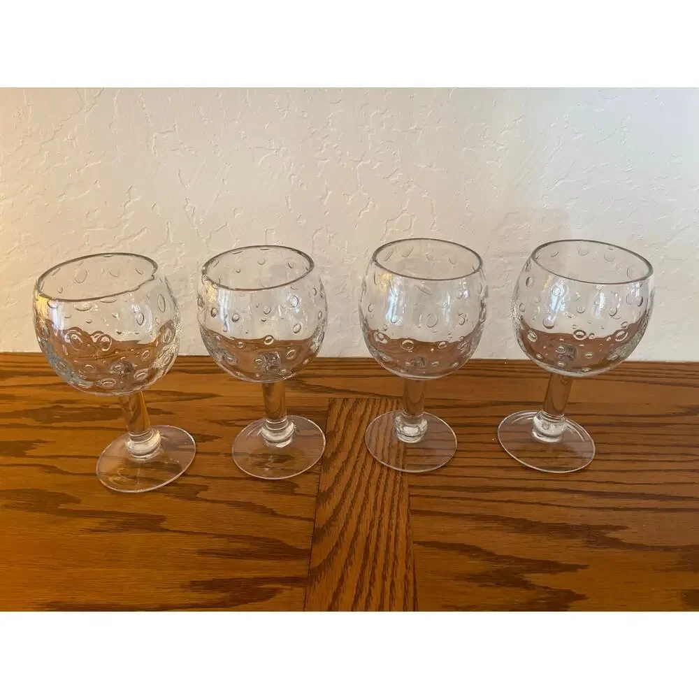Crate & Barrel Bubble Glass goblets (4)